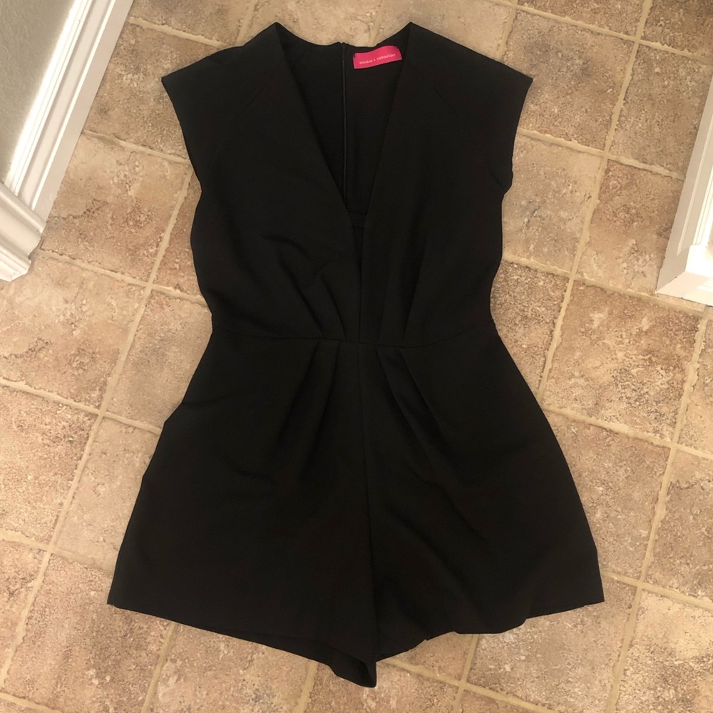 Black deep-V romper